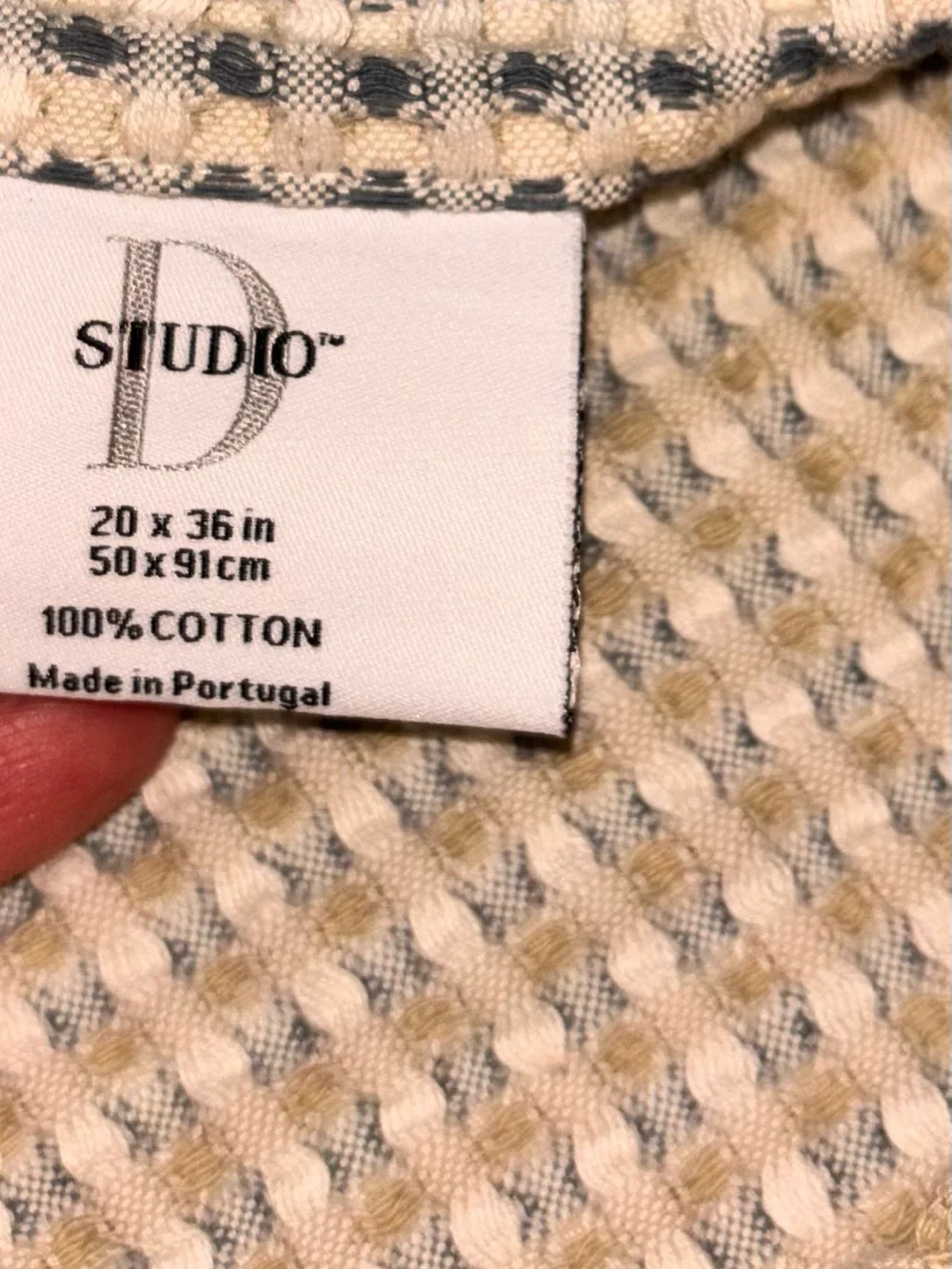 Studio D King pillow Hamm set waffle net cotton cream blue print